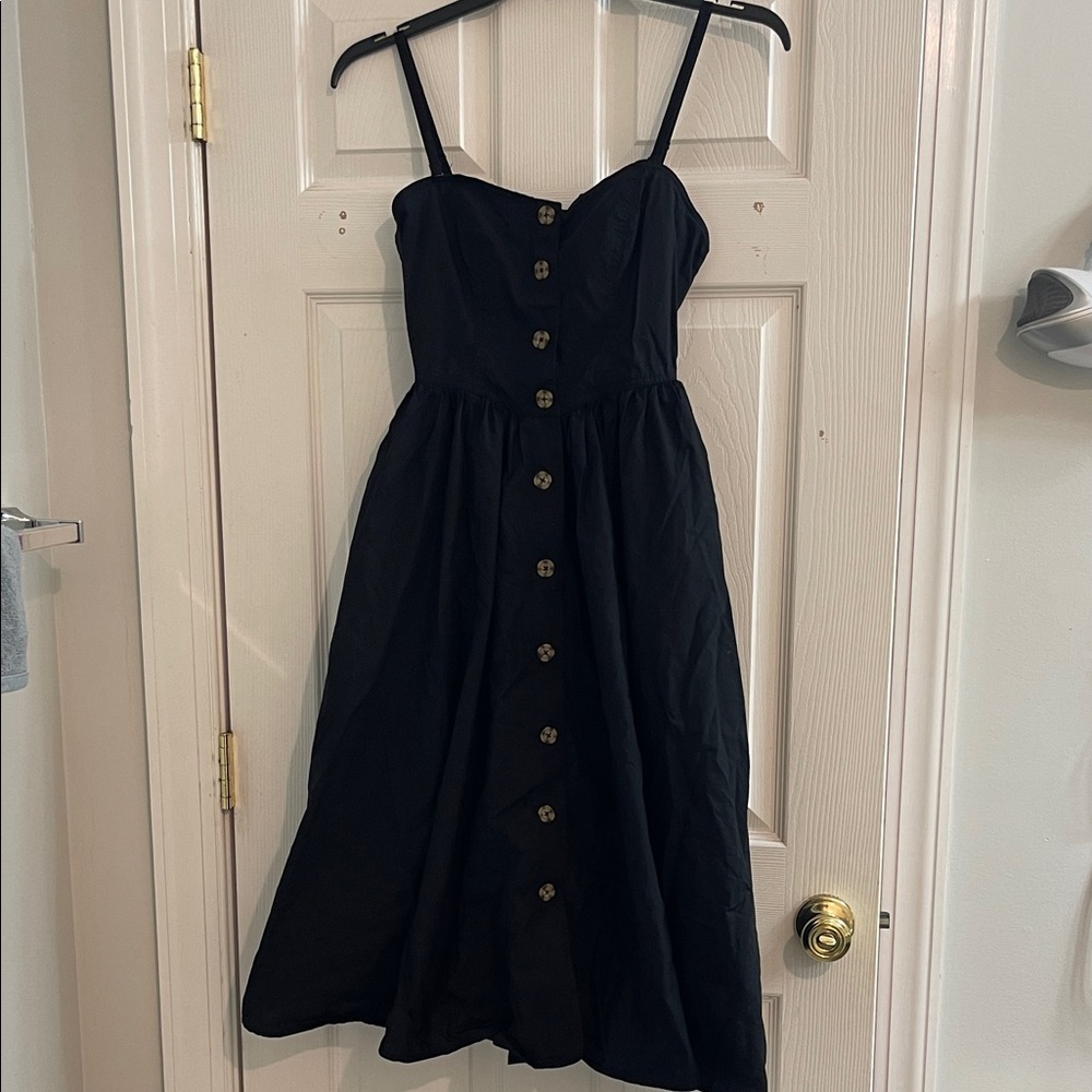 Free People Black Button-Down Midi Dress
